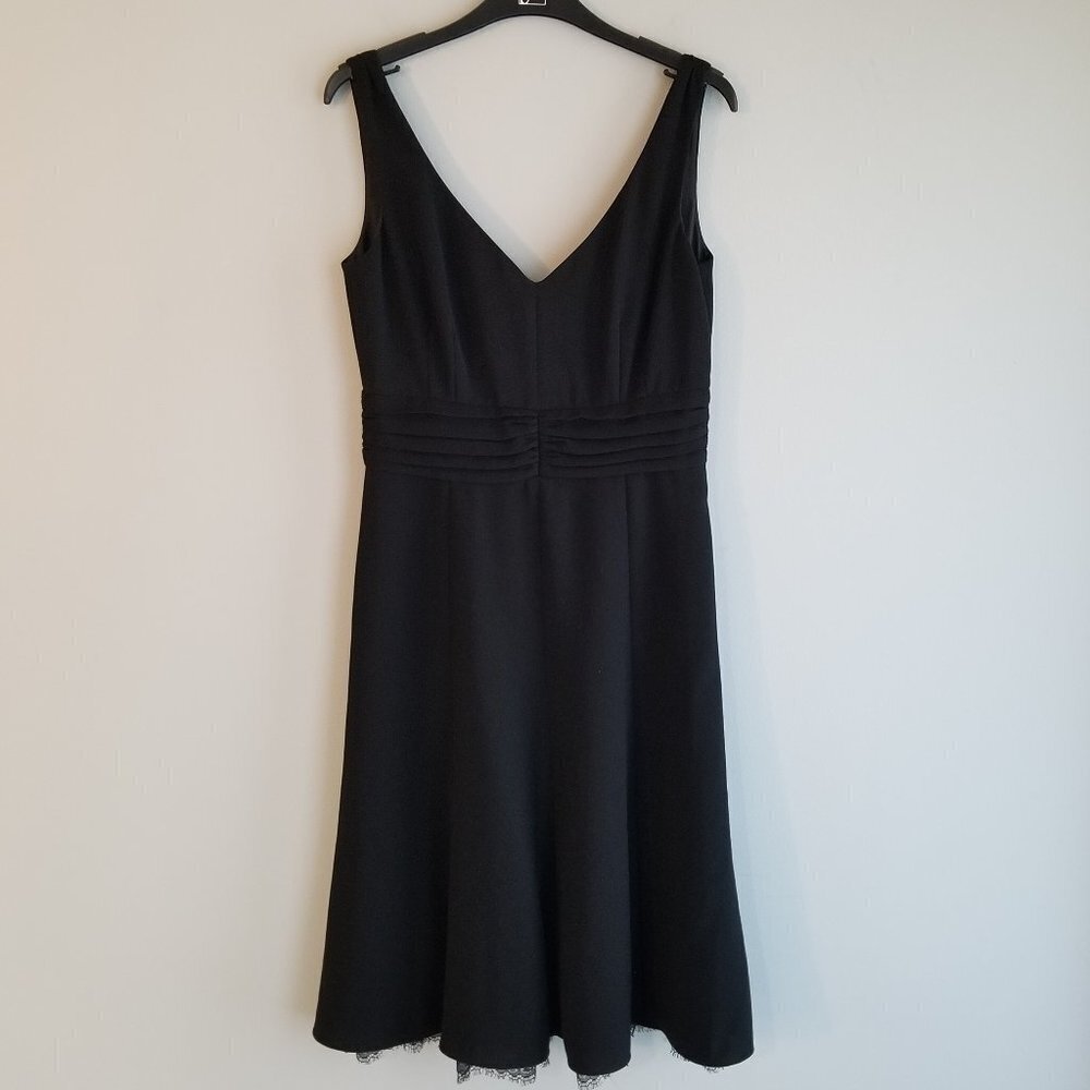 ANN TAYLOR Black Sleeveless Dress with Lace Trim